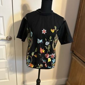 Embroidered Sheer Top S